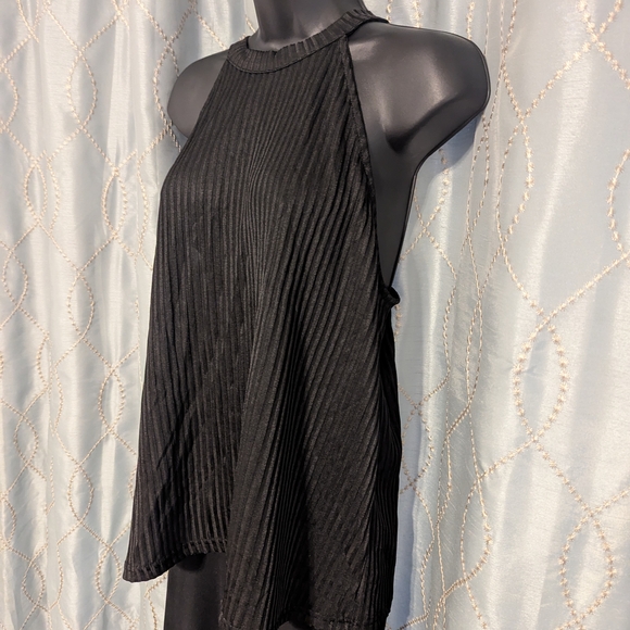 Tops - NWOT Janina Elegant Ribbed And Sheer Black Sleeveless Top -large